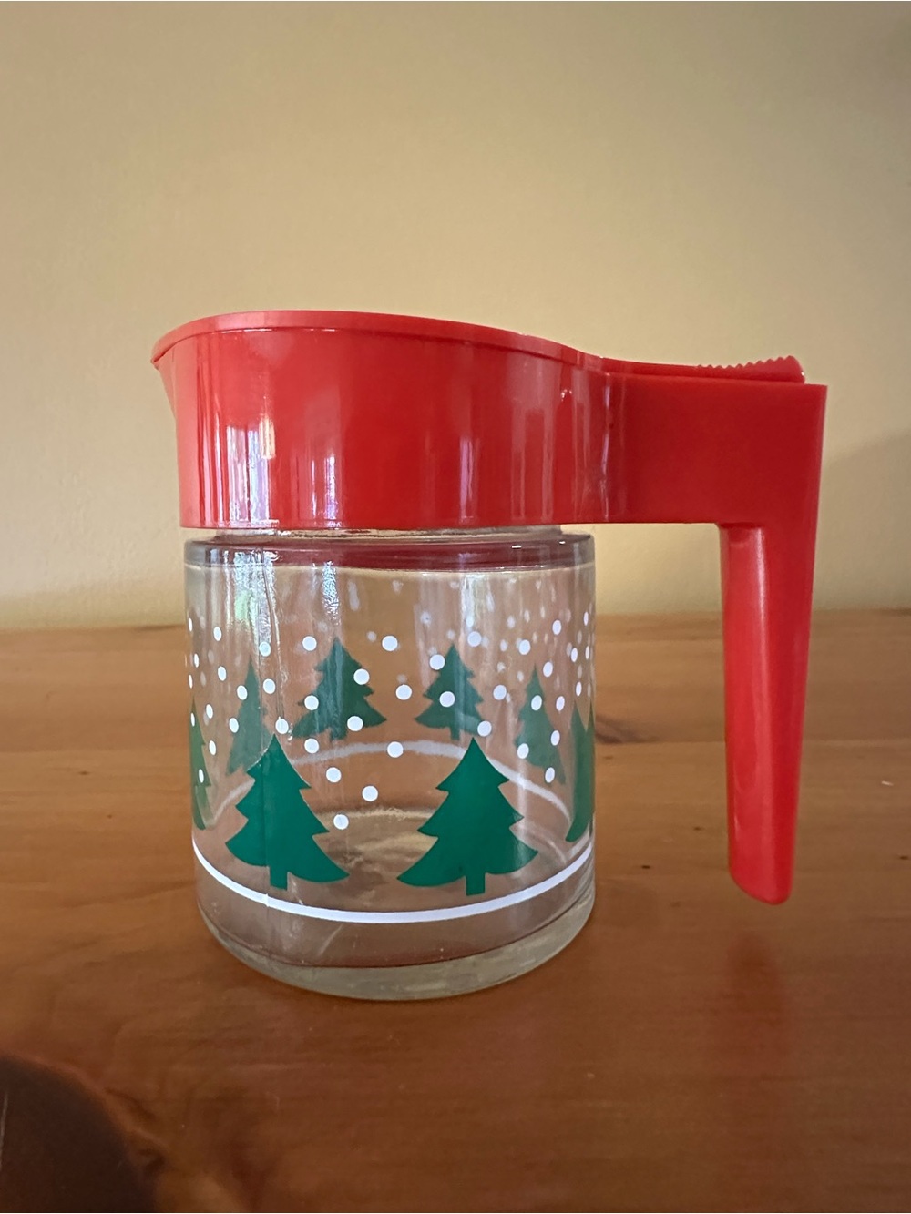 Red Holiday Glass Coffee/Condiment Server Set with Tree Motif - Picture 4 of 15